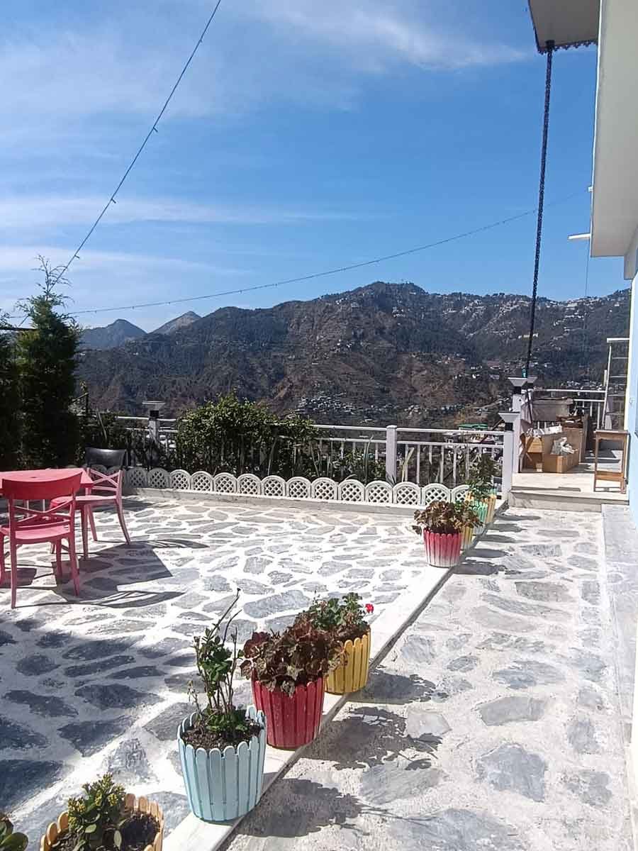 Terrace with stunning Himalayan mountain views